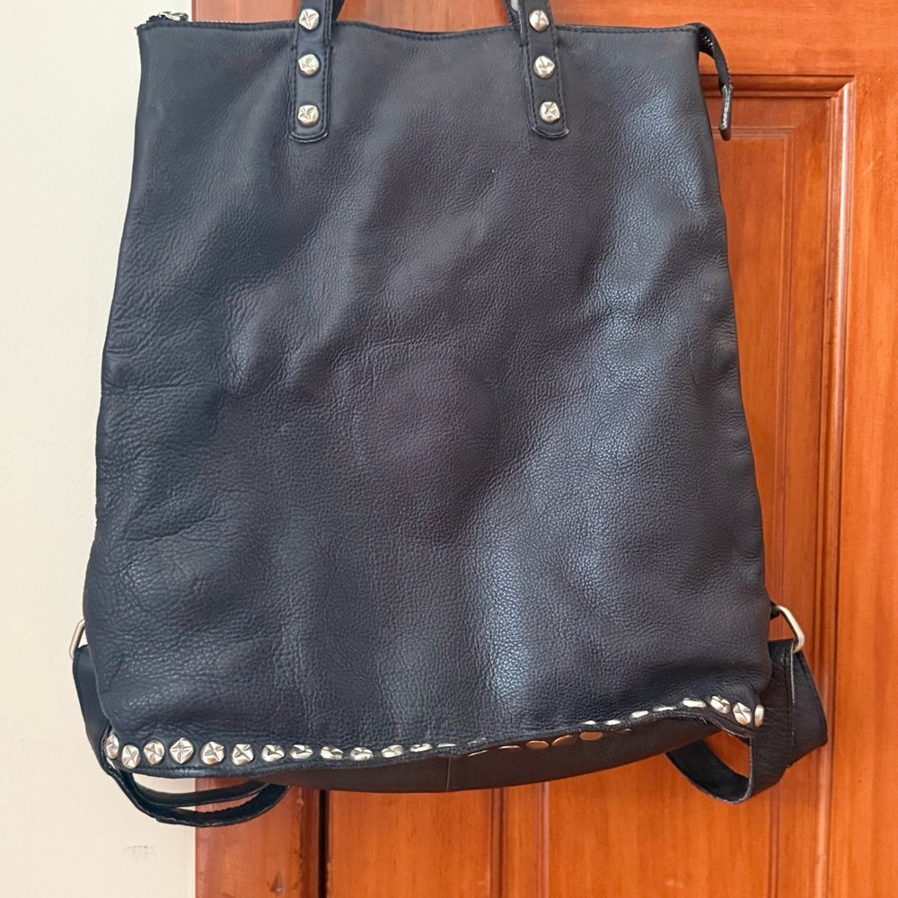 Free People Studded Black Leather Backpack/Purse